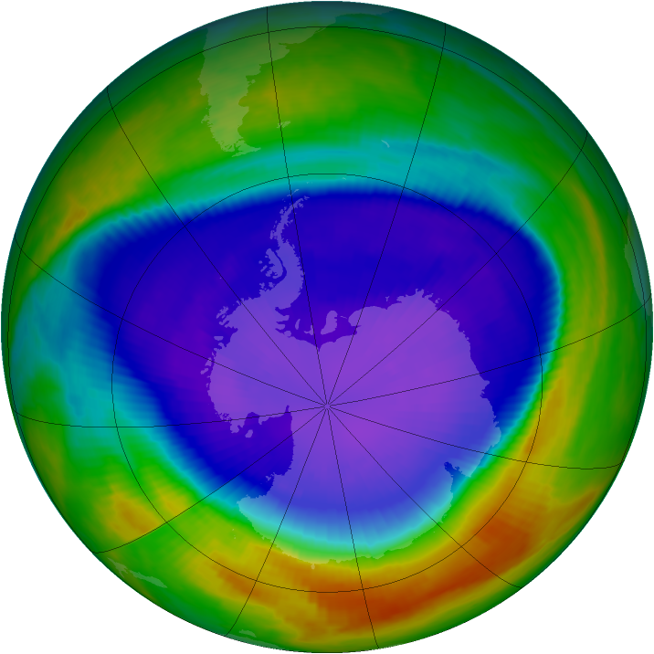Antarctic ozone map for 16 September 2000